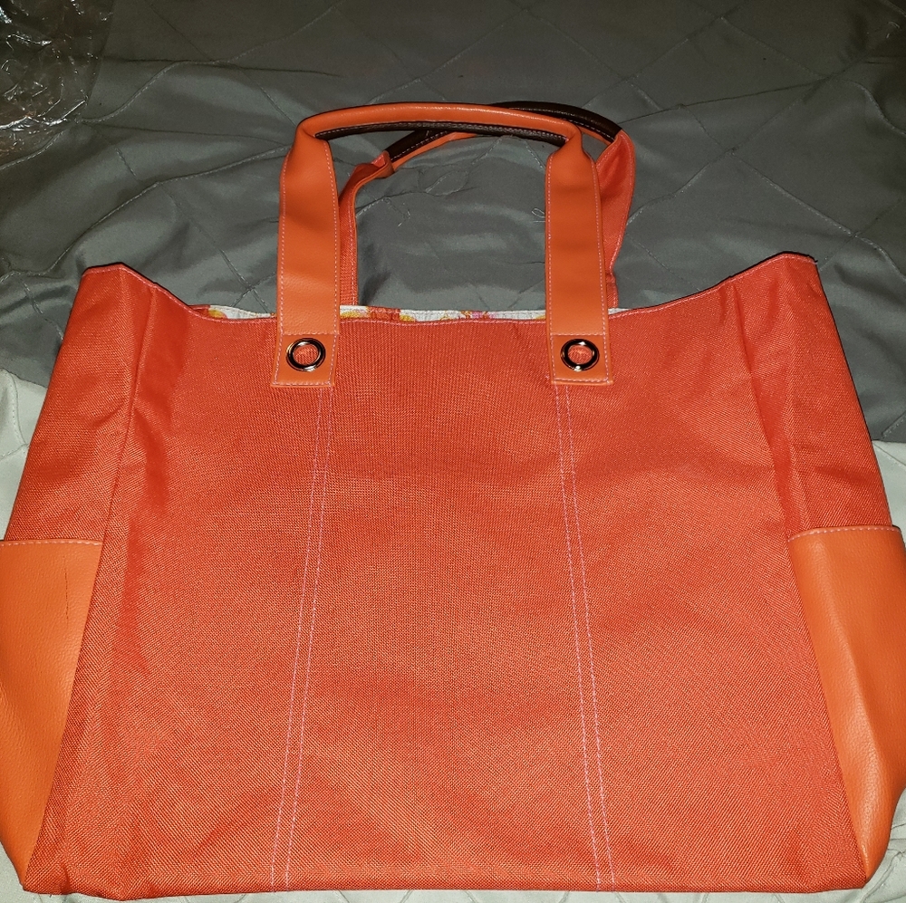 Lancome orange tote bag